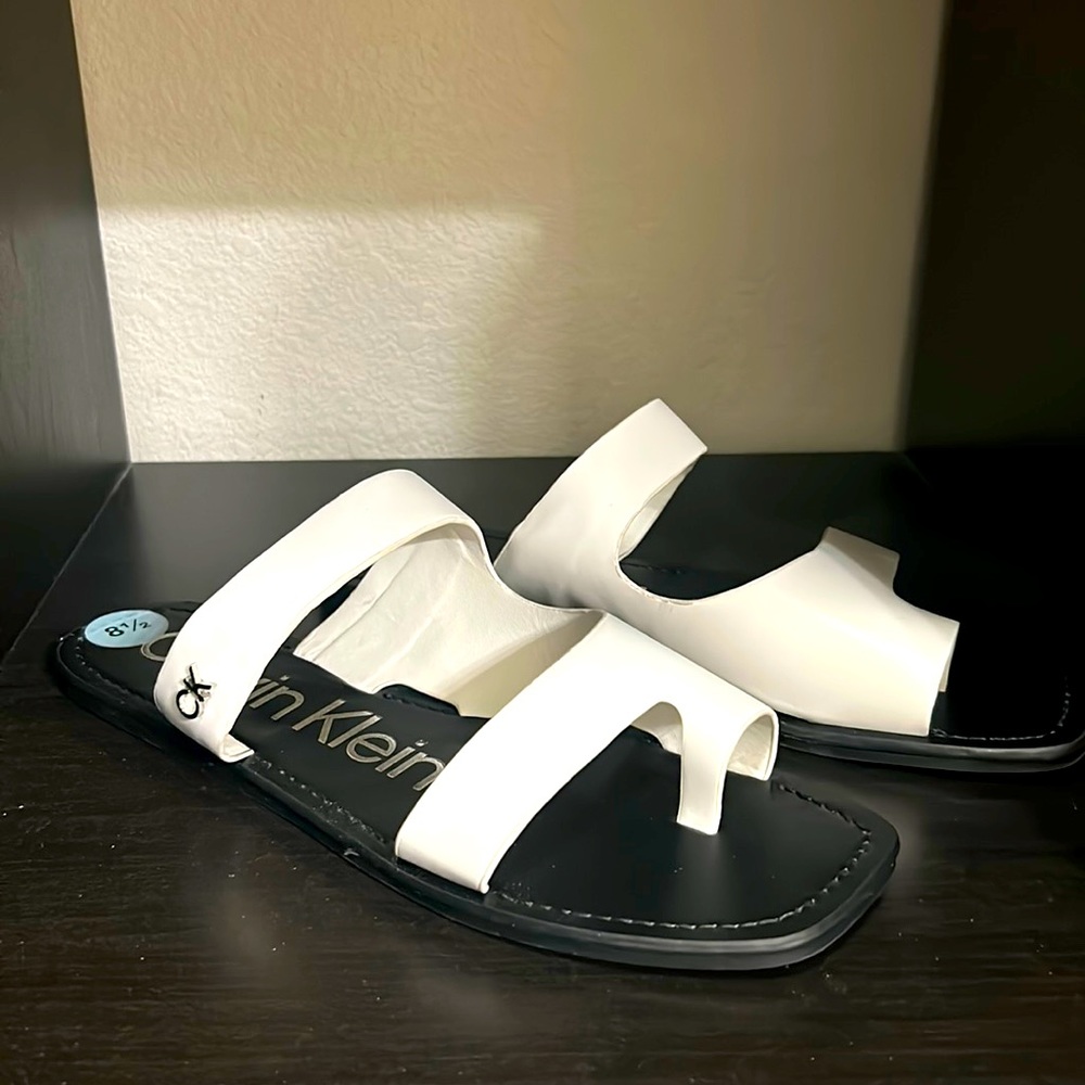 White and Black Sandal Flat